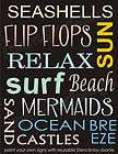 STENCIL Beach Sun Surf Mermaid Flip Flop Subway Signs