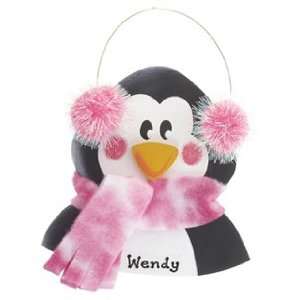  Personalized Penguin Pink Christmas Ornament: Home 