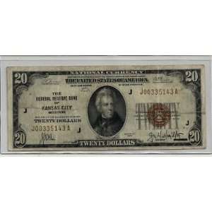   1929    $20 National Currency    Federal Reserve Bank of Kansas City