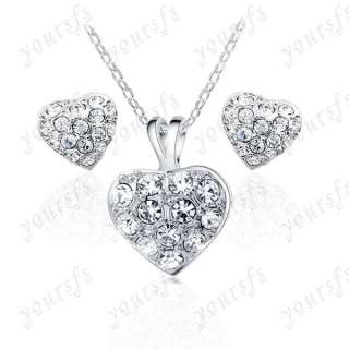 18K White Gold Plated Jewelry Heart Of Ocean Swarovski Crystal 
