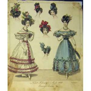 1829 Womens Fashion Evening Dresses Hat Colour Print:  Home 