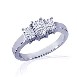  1 Ct Emerald Cut 3 Stone Diamond Engagement Ring SI1 H 