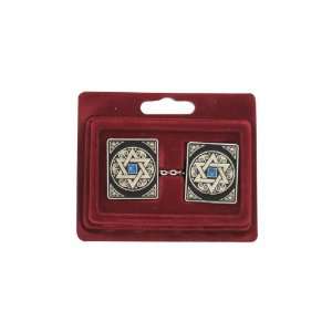  7cm Square Star of David Tallit Clips with Floral Patterns 