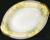 MEITO CHINA VEGETABLE BOWL FLORAL/SCROLL WITH GOLD TRIM  