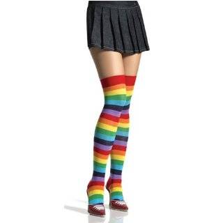  Multi Color Rainbow Stripe Over The Knee Thigh Hi Socks 