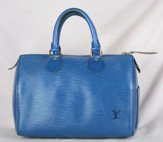 Authentic LOUIS VUITTON EPI Speedy 25 purse Blue  