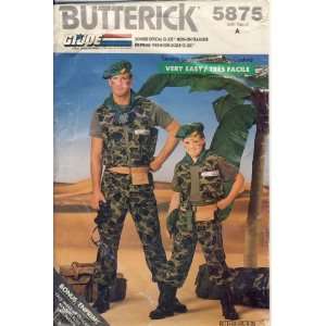 Butterick Sewing Pattern 5875   Use To Make   G I Joe Costume   Adult 