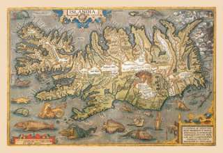 Nautical 1602 Ortelius Map of Iceland Print +FREE BONUS  