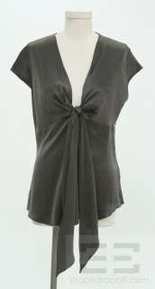 Max Mara Black Silk Tie Front Blouse Size 12  