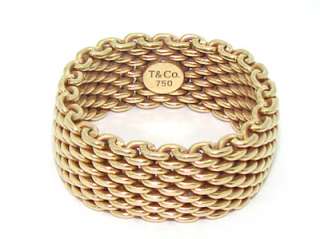 Estate Tiffany & Co 18kt Yellow Gold Somerset Mesh Chain Weave Band 