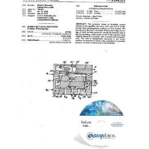    NEW Patent CD for HYDRAULIC VALVE AND SYSTEM 