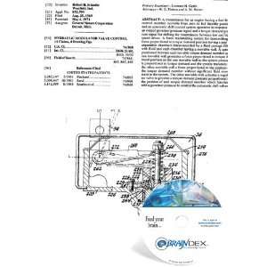   NEW Patent CD for HYDRAULIC MODULATOR VALVE CONTROL 