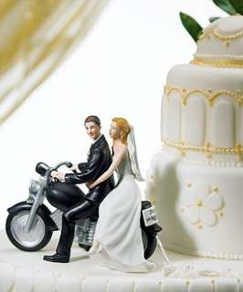 Motorcycle Get Away Couple Bride & Groom Wedding Cake Topper CAN BE 