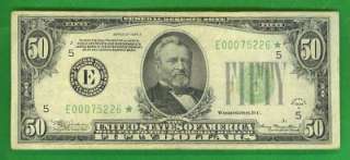 50 1934A SCARCE RICHMOND *STAR* Federal Reserve Note  