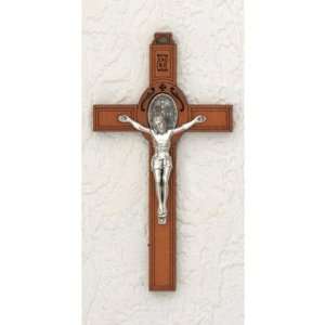  INRI Crucifix with St. Benedict Medal Wood with Cord 4 1/2 