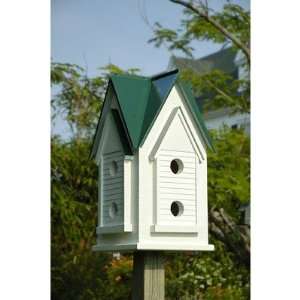   Mansion Bird House Finish: White with Green Metal Roof: Toys & Games