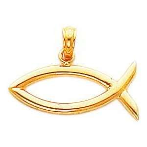  14K Gold Ichthus Fish Pendant Jewelry