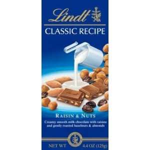 Lindt Classic Recipe Raisin and Nut Bar   Pack of 3:  