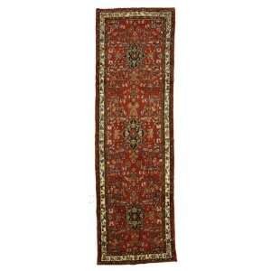   Red Persian Hand Knotted Wool Mehraban Runner Rug: Furniture & Decor