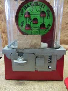 RARE! Vintage Baseball Pinball Game Bubble Gum Vending Machine 