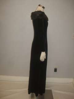   Macys Black Velvet Off Shoulder Faux Fur Gown Maxi Dress Sz 4  