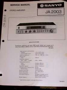 Sanyo JA 2003 JA2003 Stereo Amplifier Service Manual  