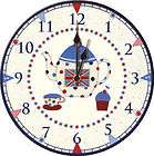   11.5 Tea Party KITCHEN WALL CLOCK Union Jack Design BY CREATIVE TOPS