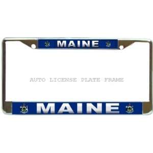  Maine State #3 Flag Chrome Metal Auto License Plate Frame 