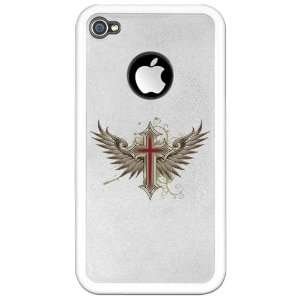  iPhone 4 or 4S Clear Case White Modern Angel Winged Cross 