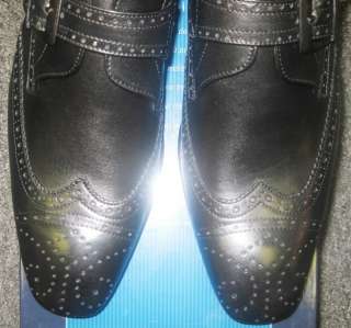 Lorenzi Mens 6413 Black Leather Shoes 42 / US 9   9.5  