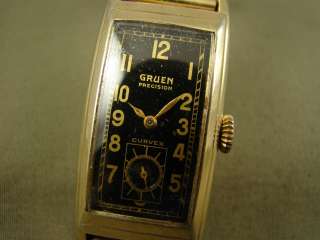   MENS GOLD FILL VINTAGE ART DECO DRESS WATCH EXTRA LOOONG CASE!  