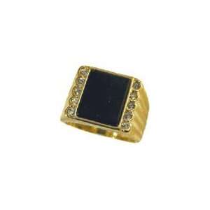   Onyx Ring 18kt Gold EP Size 9 14 Lifetime Guarantee M107 (9) Jewelry