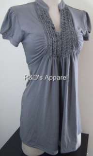 New Siren Lily Womens Maternity Gray Ruffle Shirt Top Blouse S M L XL 