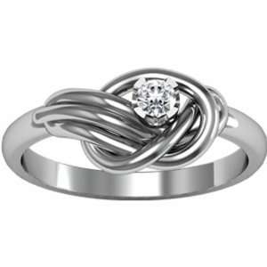  Platinum Diamond Love Knot Ring   0.08 Ct.: Jewelry