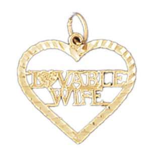  14kt Yellow Gold Lovable Wife Pendant Jewelry