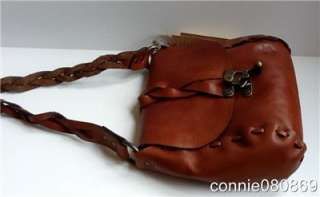 Patricia Nash Lazio Large Flap Brown Leather Shoulder Bag Purse w 