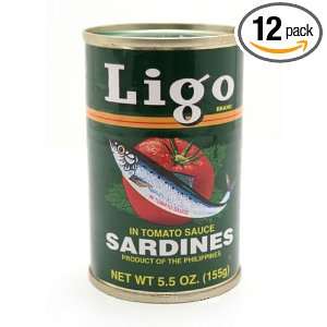 Ligo Sardines w/ Tomato Sauce (Green) Grocery & Gourmet Food