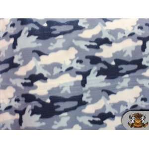 Fleece Camouflage Navy Blue Grey White Combination Fabric 