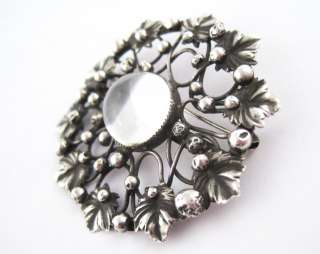 Vintage Mary Gage Sterling Silver Jelly Belly Crystal Cabochon Leafy 
