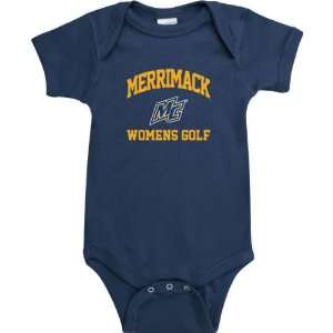  Merrimack Warriors Navy Womens Golf Arch Baby Creeper 