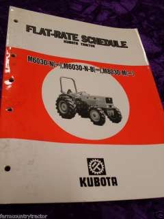 Kubota M6030N/6030NB/8030M Flat Rate Schedule Manual  