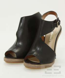 Nicholas Kirkwood Black Leather Peep Toe Stiletto Heels Size 41 NEW 