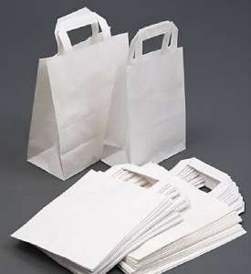 100 White Kraft SOS Paper Carrier Party Bags Small  