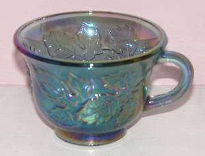 INDIANA CARNIVAL GLASS PUNCH CUP BLUE HARVEST GRAPE  