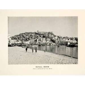  1937 Print Kavala Greece Cityscape Beach Seaport Macedonia 