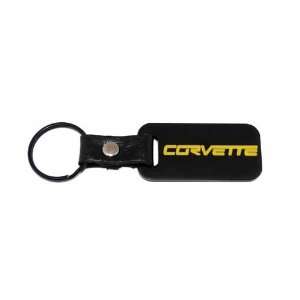  Corvette C6 Black Key Chain Fob   Yellow Automotive