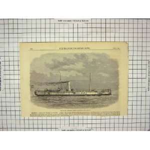   1868 DUTCH IRON CLAD MONITOR KROKODIL SHIP OLD PRINT: Home & Kitchen