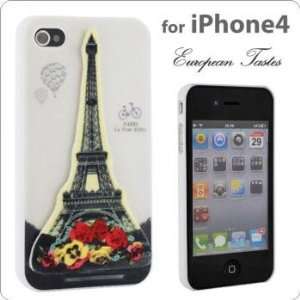  European Tastes Stylish iPhone 4 Cover (Eiffel Tower/White 