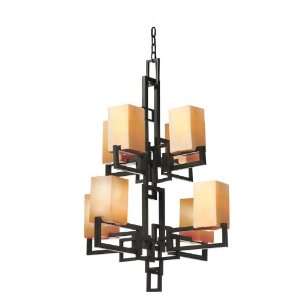  Varaluz 147C08C 8 Light Palm Springs Chandelier, Forged 