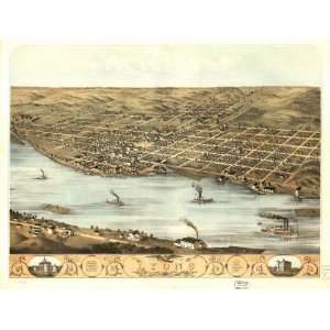  1868 birds eye map of city of Lyons, Iowa